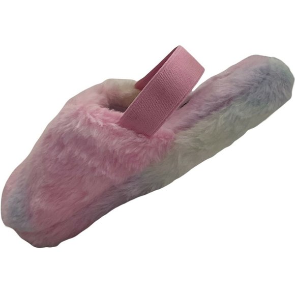 🐶NWT Girl’s Slippers Size 13/1 Slingback Faux Fur Slide KENSIE GIRL Rainbow - Picture 2 of 12